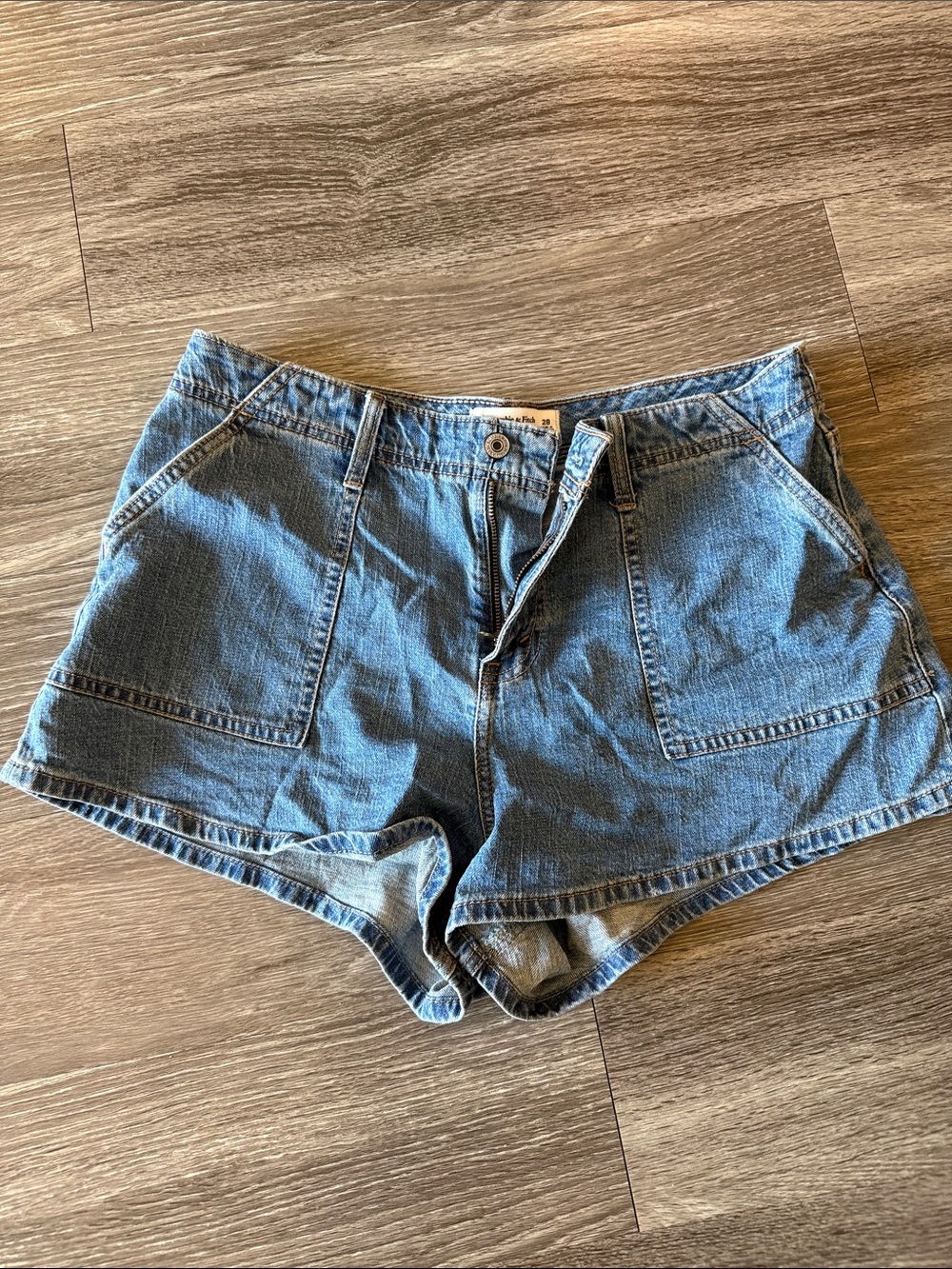 Abercrombie & Fitch Light Blue Denim Shortie Shorts